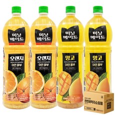 [한번에먹자] 과즙음료 1.5L 2종 혼합세트 ( 미닛메이드 오렌지 + 미닛메이드 망고 ) 사무실음료 가정용 과일음료 대용량 식자재 오렌지주스 망고주스, 4개
