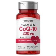 Piping Rock Mega Q-Sub CoQ10 200mg 含黑胡椒 快速釋放軟膠囊, 1個, 90錠