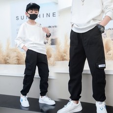 男童春秋季新款縮口工裝休閑長褲