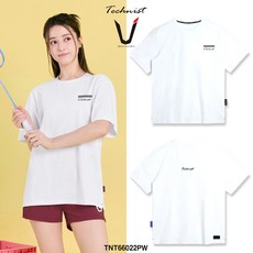 테크니스트 티셔츠 배드민턴 반팔 상의 코튼라이크 오버핏 퓨어 화이트 TNT66022PW 남녀공용