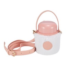 臺灣*出貨 保溫燜燒杯女316不鏽鋼外出迷你悶燒杯壺上班保溫飯盒學生燜粥罐, 400ml櫻花粉316+揹帶, 1個