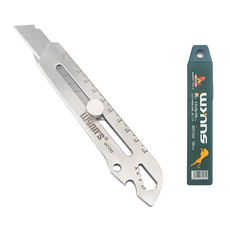 프로기어스 6in1 멀티공구 스테인리스 스틸 ALL바디 평생쓰는 커터칼 + SK7 일본 고강도 특수강 칼날 10EA, 1세트