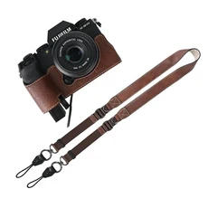 Fujifilm XS10용 Pu 가죽 카메라 케이스 하프 바디, 06 Coffee Case-strap