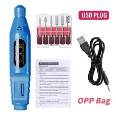 가용 IN 각질 세트 광택 드릴 네일 제거용 파일 전기 파일링, [11] Blue OPP Bag, [01] USB