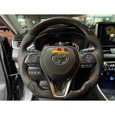娜娜汽車 豐田 RAV4 5代 5.5代 專用 變形蟲方向盤 卡夢款 紅線透氣皮革