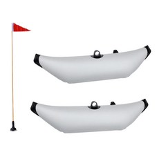 shangren Lot 2 흰색 PVC 카약 아웃리거 안정기 물 부력 플로트 및 안전 플래그 배너 마커 폴 마운트, 설명, 백색, 빨간 까만, 1개