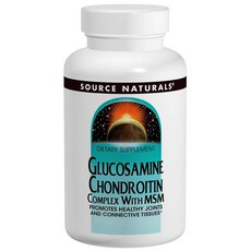 SOURCE NATURALS 無麩質無糖葡萄胺酸軟骨素MSM複合錠, 120顆, 1罐