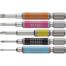 VESSEL 日本製 GS5P-03 剛彩高硬度十字一字起子頭組 (00 0 1 -3 -4 x 65mm), 1個