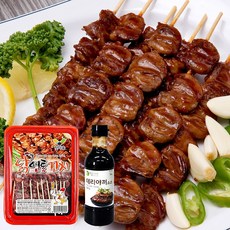 맛다움 염통꼬치 국내산 40개입 800g + 데리야끼 소스 500g 안주 바베큐 캠핑음식, 1개, 1.3kg