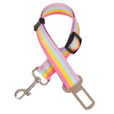 강아지안전벨트 충격방지 애견차량안전벨트 고탄력 튼튼한 강아지안전벨트시트, 무지개 줄무늬, 32-62센티미터