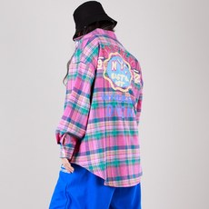 그래픽 루즈핏 체크셔츠 방송댄스복 줌바댄스복 에어로빅복