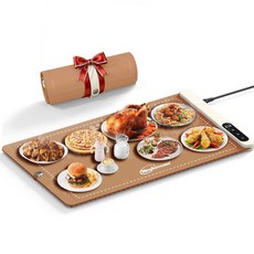 미국출고 평점4.5+ 226143 음식용 보온 매트 61cm x 38.1cm(24인치 15인치) 식품 6가지 온도 및 타이머 설정 그래핀 빠른 전체 표면 난방 업그레이드, X-Large, Light Caramel