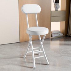 등받이 발코니 스툴 가정용 의자 원형 간이 카페 접이식, 1개, 1 포함 화이트 프레임 화이트