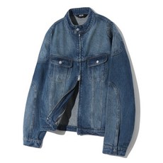 트릴리온 TRILLION 페이드 워싱 바이커 데님 자켓 (BLUE) TRFJK19BL 121401