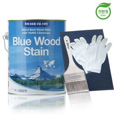 대흥화학 오일스테인 목재용 오일스텐 3.5L투명베이스 무광(붓+장갑+사포), 인디고(붓+장갑+사포), 1개