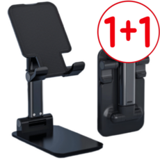 [높이각도 조절] 1+1 카이뉴인 접이식 핸드폰 태블릿 거치대 받침대, 블랙, 2개