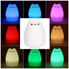 LED 부드러운 미등 리모컨 조명등 말랑말랑 냥이 취침등 유연한 80023ea 1(pc), 색상, 1개