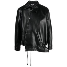 블랙꼼데가르송 비대칭 헴 인조 가죽 재킷