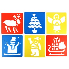 어린이 미술활동 그림꾸미기 스텐실판 6종 미술키트 꾸미기놀이 도안찍기 스텐실도안, 2세트, 크리스마스2