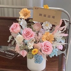 Floraflower 開幕盆花-永生盆花 最真摯祝福 祝賀禮物 精美開幕盆花 入厝盆花 喬遷盆花 新居 擺飾 居家, 不需賀卡