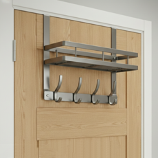 마메 무타공 선반 도어 행거 문걸이 후크 4구, 그레이, 1개