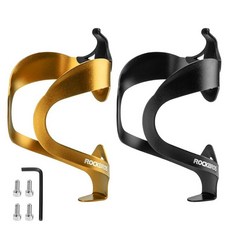 ROCKBROS 자전거 물병 케이지 - 로드 및 산악 자전거용 가볍고 튼튼한 알루미늄 합금 2팩 (골드 + 블랙)114251, A6 - 2팩 골드 + 블랙