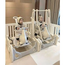 더류현 유아용 목재 흔들차 놀이기구 다용도 원목흔들목마 말타기그네, 1개, 스타리그레이 슬라이딩