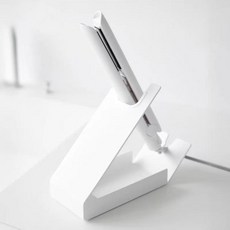 極簡檯面吹風機收納架捲髮棒支撐架附電源線收納, 白色, 1個