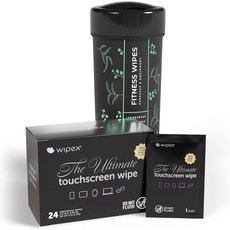 위펙스 얼티밋 자동차 스크린 클리너 - 48cm 자동 물티슈 줄무늬 및 잔여물 없음 실내용 식물성 블랙 천 거울 대시보드 24cm 개별 포장2팩, Bundle: 24 Count + 75ct Lemong, Bundle