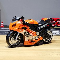 【台灣出貨】聲光重機摩托車玩具 警車摩托車 合金摩托車 摩托車模型車 聲光杜卡迪 摩托玩具 仿賽摩托車, 1個, 袋裝-仿賽-橘/塑膠, 橘