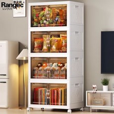 免安裝折疊收納櫃 家用儲物櫃 多層衣物收納整理箱 廚房置物架, 5層【加粗加厚 承重25.0-50.1,特大號【面寬65CM】可收納厚被, 1個