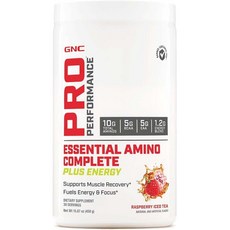 GNC 프로 퍼포먼스 에센셜 아미노 컴플리트 파우더 450g 라즈베리 아이스 티 맛, x, 1개