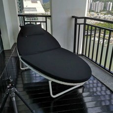 비치 호텔 에어 선베드 라탄 선베드 썬텐 의자 썬텐용, 화이트침대 + 검은 쿠션