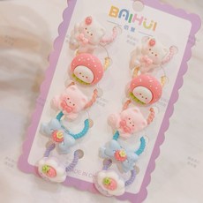 台灣現貨 （5對10入）兒童可愛髮圈 卡通髮圈 不傷髮兒童髮圈 高彈力髮圈 寶寶橡皮筋 幼兒園綁頭髮 兔兔 熊熊 動物