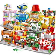 大顆粒積木聖誕街景系列 商店 便利超商運動店 海洋鑽石積木 台灣現貨供應, 1個, 8537街景款8款不重複加一隨機出1, 街景積木