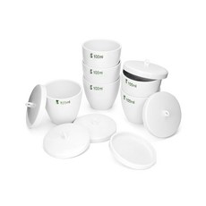 QWORK 내구성 도자기 도가니 뚜껑 포함 100ml 용량 학교 실험실 6팩용