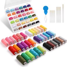 오비타야 72pcs 보빈 재봉 실 키트 36가지 색상의 스풀 폴리에스터 실당 400야드 바늘 및 실타래 포함 손 기계 DIY 가정용 프리와인드 세트