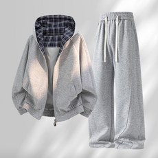 情侶休閒運動套裝 寬鬆透氣外套長褲兩件套