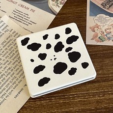 可愛卡通摺疊化妝鏡 隨身鏡 補妝鏡, 乳牛紋, 1個