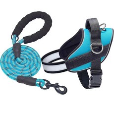 Haapaw Essential 강아지 하네스 당김 없는 반려동물 조끼 3개의 목줄 클립 질식 없음 반사 조절 가능 및 패딩 중형견을 위한 쉬운 걷기 및 훈련용 (M, 블루