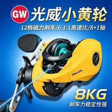 光威 GW CA II 微物水滴輪 7.1:1 190g MAX5kg 左右手 磁力剎車, 經典（泛用杯）小黃輪,左手