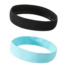 運動髮帶男吸汗跑步頭帶止汗導汗帶女健身瑜伽束髮巾頭巾加寬防滑, 黑色+藍色【雙重防滑導汗膠條】2條, 1個