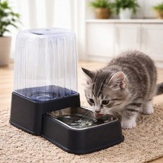 큐트스마트 반려동물 스테인리스 스틸 자동 급수기 4.5L, 다크 그레이, 1개