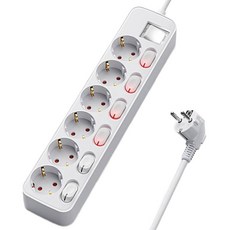 TGIC 16A 접지 과부하 차단 난연소재 개별 멀티탭 6구 TGTAP-69GS, 화이트, 1개, 1.5m