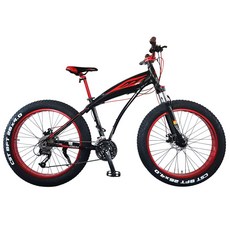 [국내배송]지멘스 팻바이크 레전드 26X4.0광폭 SHIMANO 27단 원터치 디스크 돌고래스타일 알루미늄차체, 블랙레드
