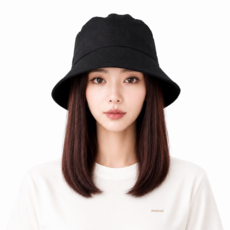 상덕 가발 버킷햇 모자가발 여자 가발모자 생머리, 1개, 다크브라운