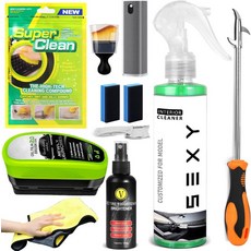 실내 청소 키트 맞춤형 빈바이 11개 시트 클리너 타이어 샤인 스크린 유막 스톤 클리닝 도구 테슬라 모델 3 Y X S 액세서리 2025-2019, VINBYEE 테슬라 실내 청소 키트 맞춤형 빈바이 1