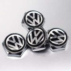폭스바겐번호판볼트 블랙엠블럼 봉인제도폐지 4개1세트 천공 구형 번호판용, 1개, 크롬베이스