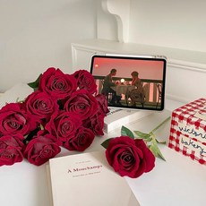 조화꽃 촬영소품 장식 장미 셀프웨딩부케 인테리어조화, 연핑크_대, 1개