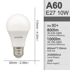 전구 10 개/ LED E27 AC 110V 220V 3W 8W 9W 12W 15W 18W 20W 24W A60 G45 램프 홈 조명 흰색 절약, [01] A60 10W, [02] AC220-240V, [00] 6000K Cold white, 1개